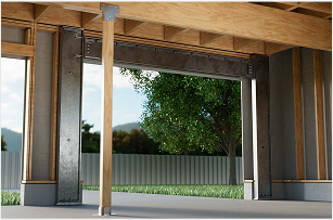 Photo of wood story construction between floors.