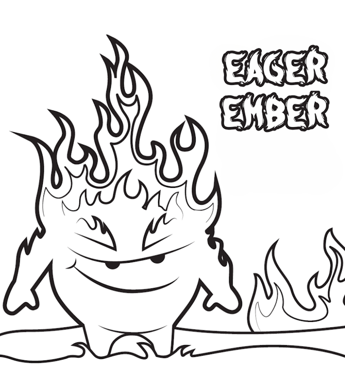 Meet and color the Eager Ember. Stop his spark and make it quick! image